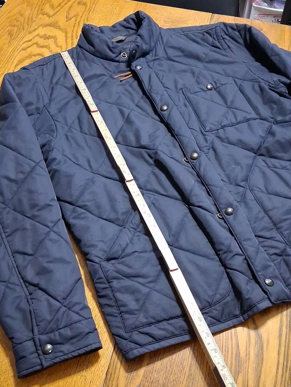 J.CREW Jacket Mens LARGE NAVY BLUE QUILTED ?? COAT Preowned Used Full Zip